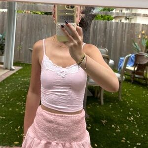Pink lace tank top